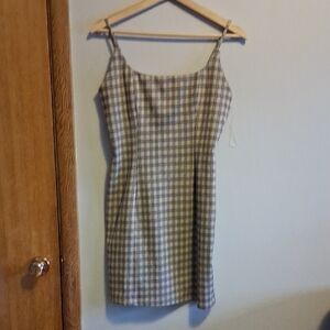 French Kiss Tan and Black Patterned Mini Dress